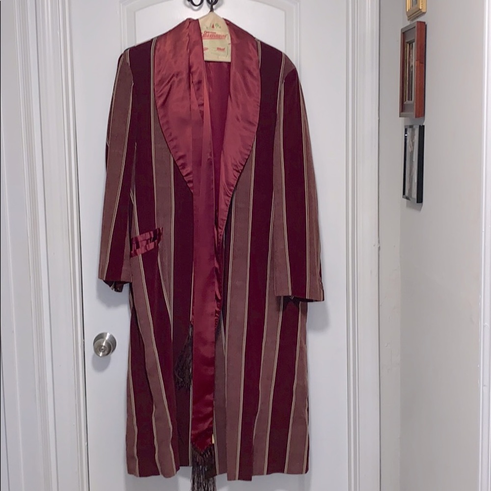Vintage Men’s Swanky Smoking Jacket Long Robe M/L